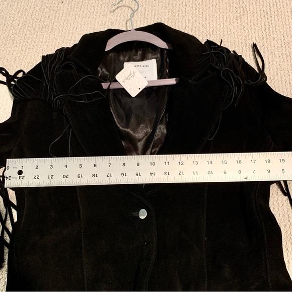 [🌟 PRICE FIRM] Free People Black Marlboro Fringe Genuine Leather Blazer Jacket - Picture 11 of 16
